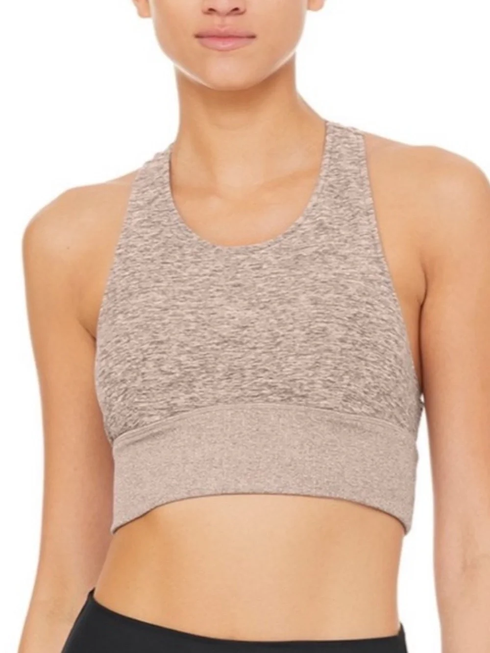 Alo Yoga Alosoft Serenity Bra Gravel Heather High Neck Racerback Size XS